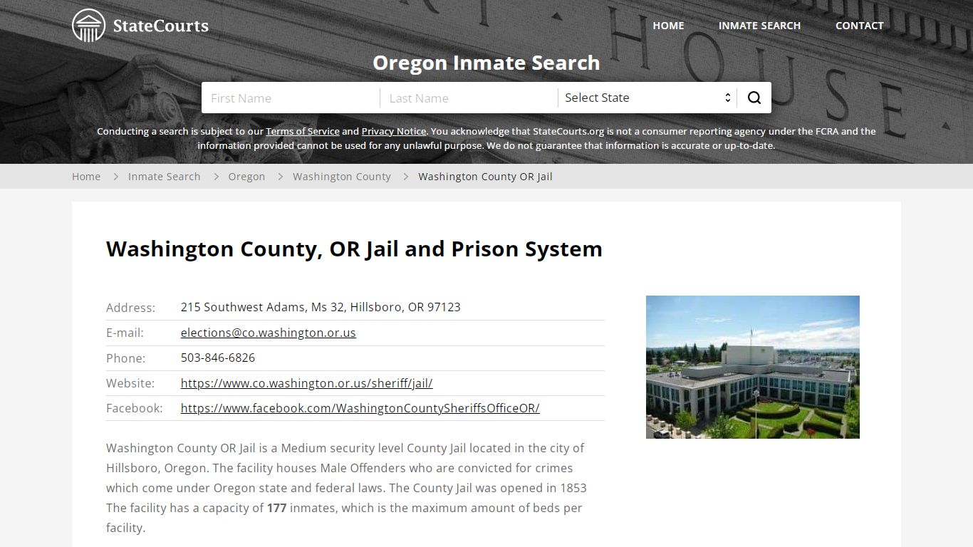 Washington County OR Jail Inmate Records Search, Oregon - StateCourts